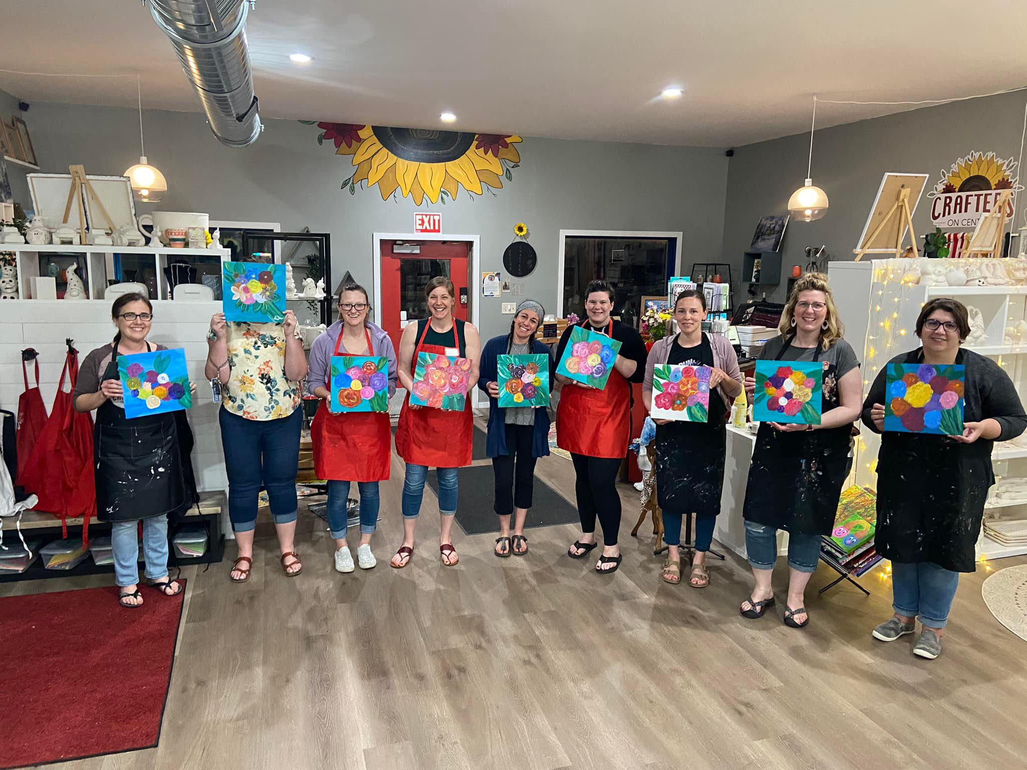 Flower painting group of ladies