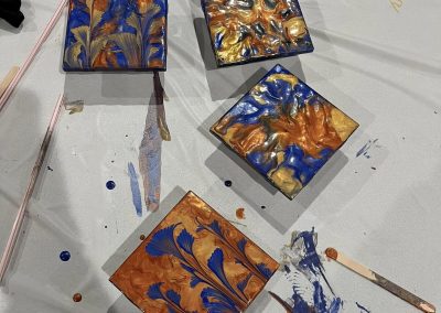 Orange and blue coasters